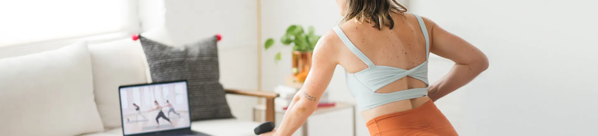 woman working out at home