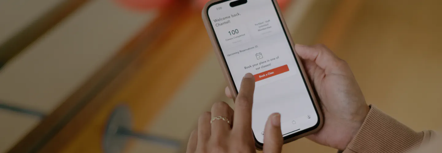 class scheduling is available on a mobile app; find your studio and create or connect your account.